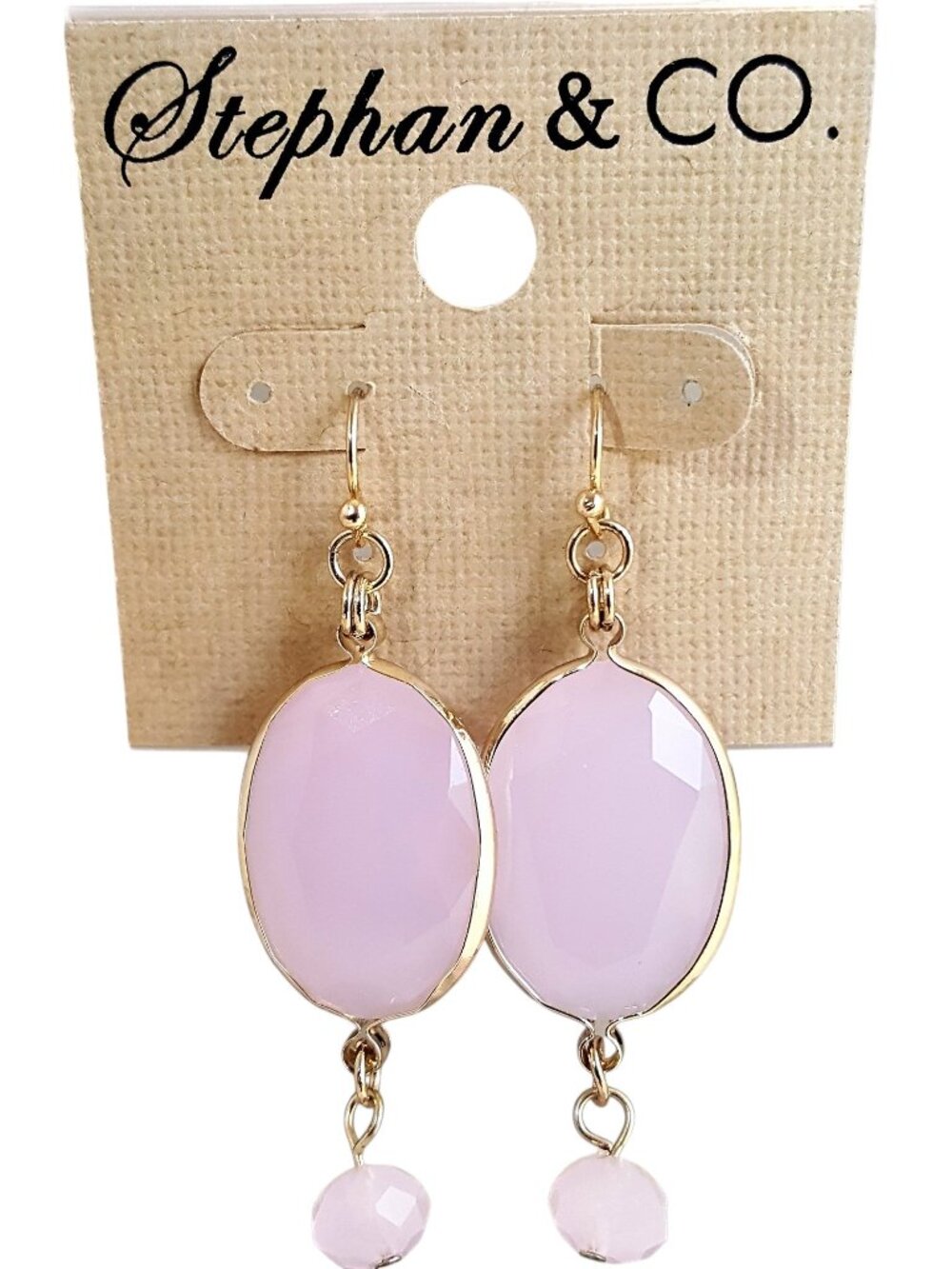 Stephan & Co Women's Trendy Gold Plated Pink Hook Earrings NWT